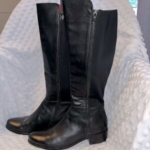 La DIVA knee high black leather and stretch riding boots